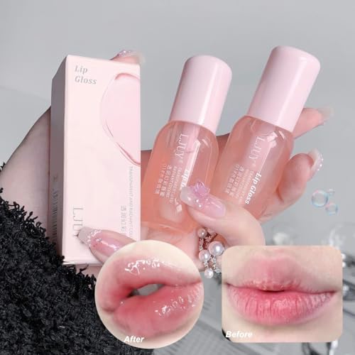 Gireatick 3Pcs Hydrating Lip Gloss Oil Set, Mint Flavor Plumping Lip Oil For a High-shine Finish, Shiny Lip Primer Moisturizer Transparent Lipgloss to Lighten Lip Lines