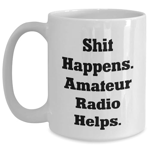 Taza de café blanca con frase para radioaficionados miniatura 1