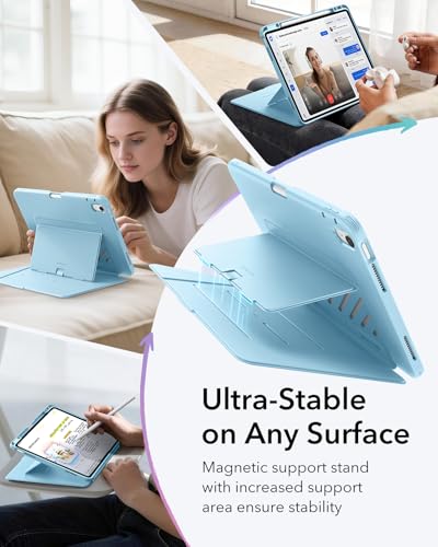 Image of ESR for iPad Air 13 Inch Case M4 /M3 /M2 (2026 /2025 /2024), Vertical Stand Cover with Pencil Holder, Ultra-Stable Magnetic Case, Multi Stand Angles, Flip Series, Light Blue