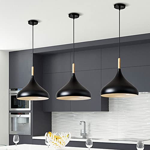Luminaire suspendu en bois vintage et industriel pour cuisine et îlot