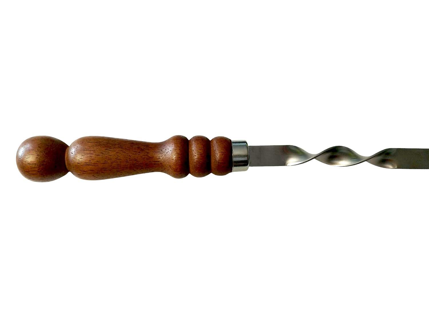 4 spiedini extra lunghi in acciaio inox, 80 cm di lunghezza, 2 cm di larghezza, 3 mm di spessore, con manico in legno