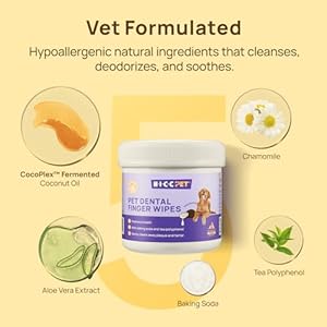 HICC PET Teeth Cleaning Wipes for Dogs & Cats, Remove Bad Breath by Removing Plaque and Tartar Buildup No-Rinse Dog Finger Toothbrush, Disposable Gentle Cleaning & Gum Care Pet Wipes, 50 Counts HICC PET Teeth Cleaning Wipes for Dogs Cats Remove Bad Breath by Removing Plaque and Tartar Buildup No Rinse Dog Finger Toothbrush Disposable Gentle Cleaning Gum Care Pet Wipes 50 Counts