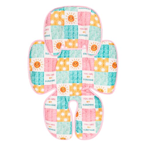 Image of SWESEN Infant Car Seat Insert with 2 Strap Pads, Super Soft Carseat Head and Body Support for Baby Boys and Girls, Reversible Newborn Car Seat Insert Cushion for Strollers, Bouncers, Sunshine