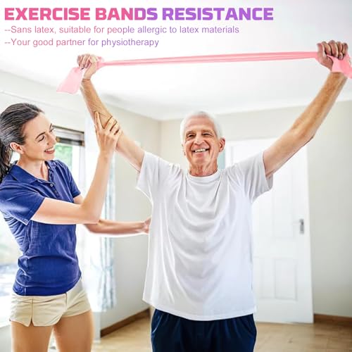 Resistance Bands, 5 Pcs Exercise Bands Elastic Stretch Bands for Fitness Yoga Pilates Stretching Strength Training, Workout Bands for Women and Men Home Gym - image 8