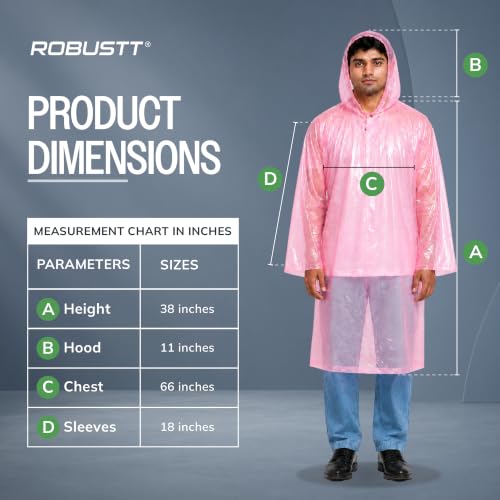 Image of Robustt Disposable Rain Card for Unisex | Pocket Raincoat for Travel | Waterproof Disposable Raincoat with Hood | Universal Fit Knee Length Raincoat for Men & Women | Emergency Rain Poncho