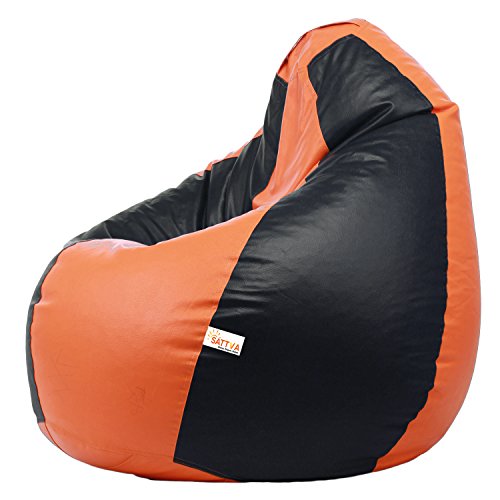 Image of Sattva Classic Bean Bag Cover Without Beans XXL Size Dual Colour - Black Orange