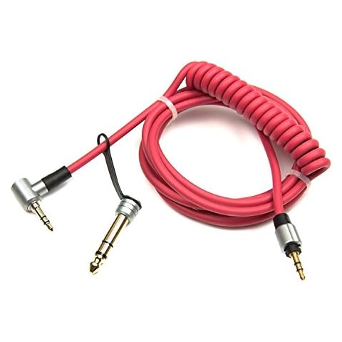 Sqrmekoko Replacement Extension Aux Auxiliary Audio Cord Cable Wire Compatible with Beats by Dr Dre Pro/Detox Edition Headphones (Red) Cover