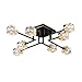 8-Lights Semi Flush Mount Ceiling Light Fixture,Black and Gold Modern Crystal Chandeliers,Farmhouse Lighting Fixtures for Dining Room Living Room Kitchen Bedroom Entryway