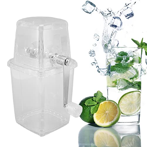Hand Cranked Ice Crusher, Clear Rustproof Multifunctional Manual Ice Crusher Household Ice Breaker Mini Portable Ice Maker with Stainless Steel Blades for Home Kitchen(Transparent)