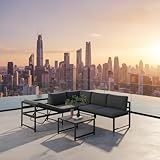 Mucola Gartenmöbel Set Aluminium Ecklounge 6-Fach verstellbare Rückenlehne Sitzgruppe variabel aufstellbare Elemente | wetterfest und rostfrei | extra Dicke Wasserabweisende Kissen