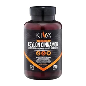 Kiva Premium Ceylon Cinnamon Powder Capsules (120 Veggie Capsules), Pure Ceylon Cinnamon from Sri Lanka, Vegan, Non-GMO, Gluten-Free