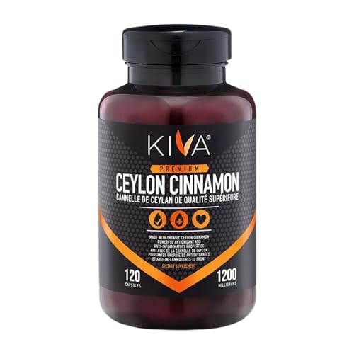 Kiva Premium Ceylon Cinnamon Powder Capsules (120 Veggie Capsules), Pure Ceylon Cinnamon from Sri Lanka, Vegan, Non-GMO, Gluten-Free