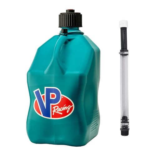 VP Racing 3622-CA 5.5-Gallon Square Motorsport Jug Caribbean w/ 14 Deluxe Hose Close-Trimmed Cap and Neck for Tight Seal (1 Pack)