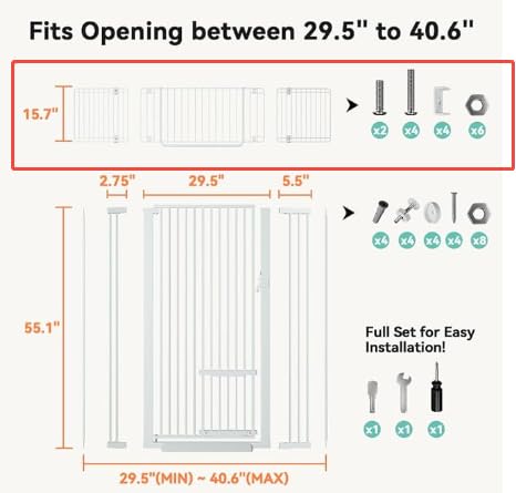 Heightening net for pet gate (White, 15.7” Tall 40.6” Wide)
