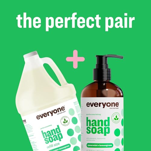 Image of Everyone Liquid Hand Soap,12.75 Ounce,Spearmint and Lemongrass,Plant-Based Cleanser with Pure Essential Oils,(Pack of 6)