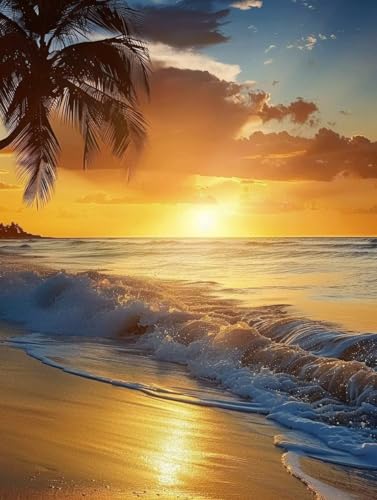 Diamond Painting Plage 90x120 cm Coucher Soleil Kit Complet DIY G0-206