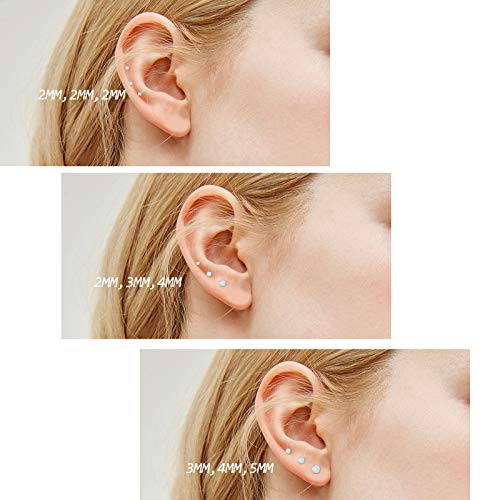 Earrings for Women Stainless Steel Small Synthetic Opal Womens Stud Earrings Set Pack of 3 (SE-29)3