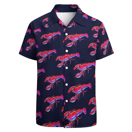 Chemise de fête disco imprimé homard amusant style hawaïen décontracté