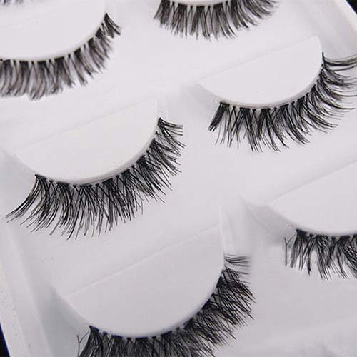 shlutesoy Eyelash with Natural Look 5 Pairs Lot Black Cross False Eyelash Soft Long Makeup Eye Lashes Extensions