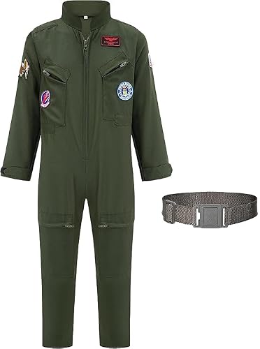 GZ-LAOPAITOU Kids Fighter Pilot Costume, Boys Air Force Flight Suit, Aviator Dress Up Costume for Halloween Cosplay