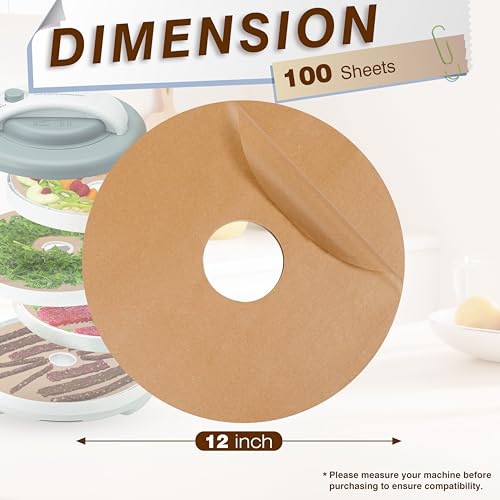 image for Kamehame 100pcs Dehydrator Sheets Round Parchment Paper with Hole Comp
