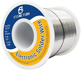 Essmetuin Tin Lead Rosin Core Solder Wire for Electrical Soldering, Circuit Board, DIY Home Appliance, Repairing for Cable/Radio/Other Electrical Devices, 2% Flux Sn63Pb37 (0.8mm/0.032in, 1LB)