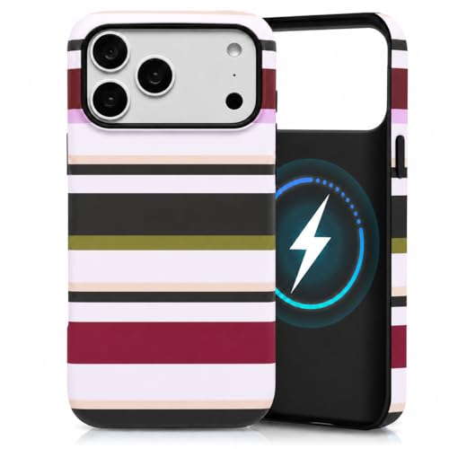 YKCZL iPhone 18 Pro�P�[�X�A���C�}�b�g�������w�X�g���C�v�X�}�z�P�[�X �����p���g�����I�J�o�[ MagSafe�A�N�Z�T���[�Ή� - Retro Vineyard