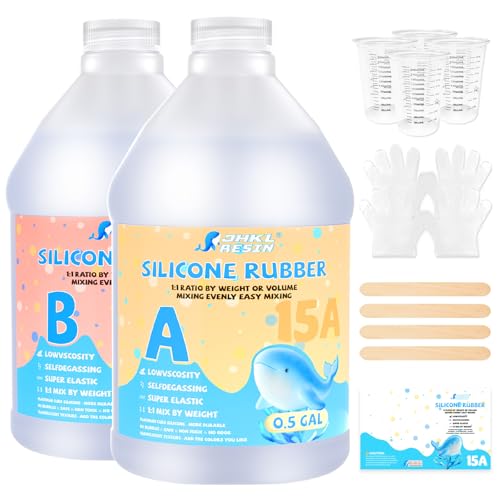 JHKL RESIN Silicone Mold Making Kit,1Gallon Platinum Liquid Silicone Rubber for Mold Maker,15A Silicone Molds,Mix Ratio 1:1 Silicone Rubber Mold Making Kit, Ideal for Casting 3D Resin Molds by JHKL RESIN - Used condition - US$42.16