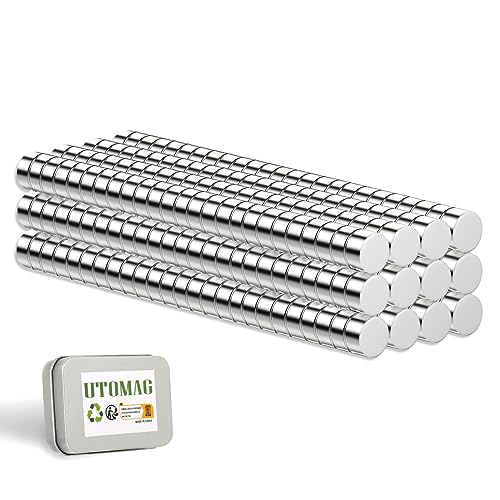 UTOMAG 300 Piezas Imanes Fuertes de Disco 2x1mm, Imán Redondos de Neodimio Potentes y Pequeños, Ideales para Refrigerador, Fotos, Manualidades, Pizarras Magnéticas, Cocina y Oficinas