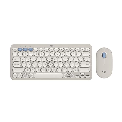 Image of Logitech Pebble 2 Combo, Wireless Keyboard and Mouse, Quiet and Portable, Customisable, Logi Bolt, Bluetooth, Easy-Switch for Windows, macOS, iPadOS, Chrome - Tonal Sand