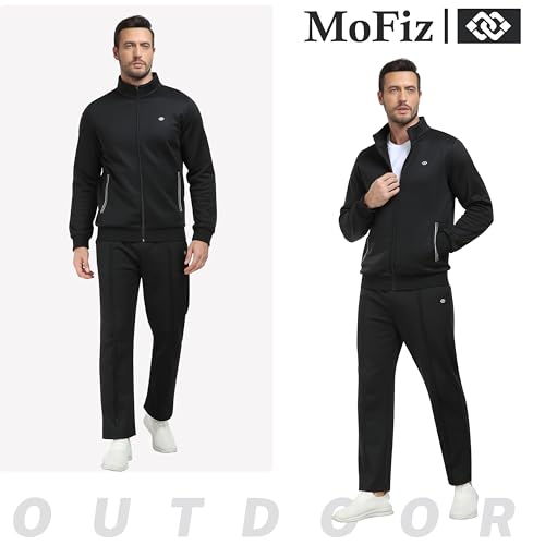 MoFiz Fleece Warmth Tracksuit Sweatsuits for Men Long Sleeve Jackets and Pants Two Piece Tracksuits for Athletic Casual2