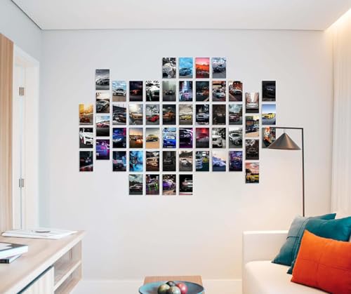 Image of Pack of 54 Cars 01 Wall Collage Kit Posters - 4 x 6 Inches Wall Decor Poster - Wall Art For Bedroom, Living room, Office - 1 Tissue Tape