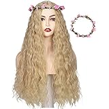 FantaLook Long Curly Blonde Cosplay Wig for Halloween