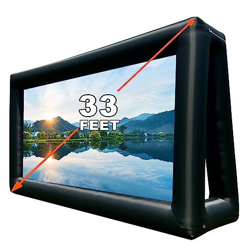 Image of Inflatable Projector Screen for Outside 33ft Blow Up Movie Screen Outdoor with Air Blower, Easy Set Up Inflatable TV Home Theather for Backyards Movie Nights Party Fun, Support Front Rear Projection