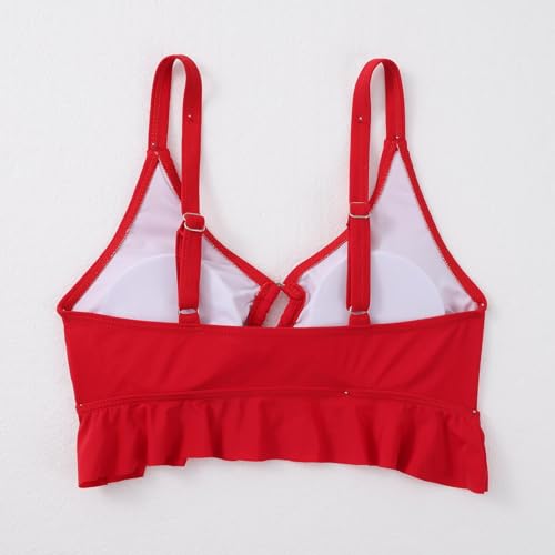 ESHOWEE Girls Swimsuits 2 Piece Bathing Suit Set Toddler Ruffle Tank Top Front Cutout Beach Summer Bikini Swimwear 2-12Y4