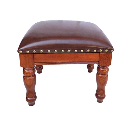 Repose-pieds ottoman en cuir et bois pour salon - 5