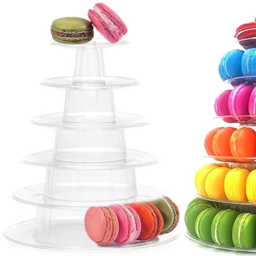 Takingup Tour à macarons 9x10 6 niveaux rond transparent support de tour à macarons plateau de service gâteaux et desserts polyvalent pour mariage, baby...