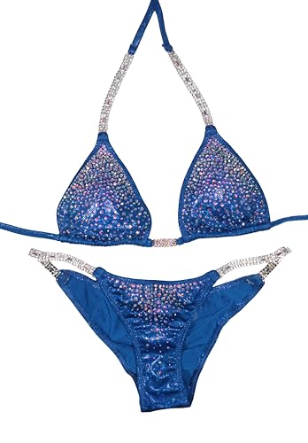 Royal Blue Women's Competition Bikini Set, Top: A/B and C/D, Bottom Hip Size: S 28-31, M 32-34, L 34.5-36 Inches