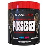 Insane Labz Possessed Low Stimulant Testosterone Boosting Pre Workout Powder, Loaded with D Aspartic Acid and Creatine Fueled by AMPiberry and OXYgold, 30 Srvgs, Gummy Worm