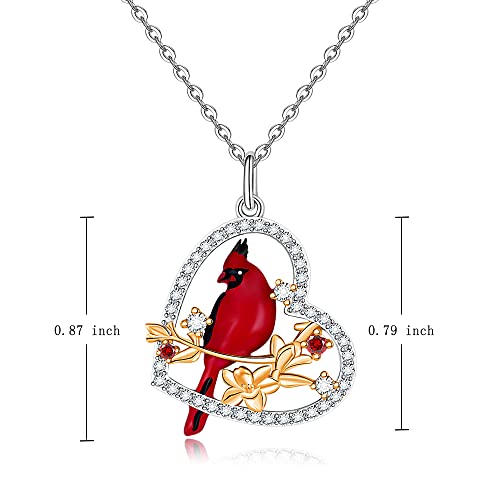 Cardinal Necklace for Women Sterling Silver Cardinal Heart Necklace pendant memorial Cardinals Appear When Angels Are Near Cute Bird Jewelry Gifts2