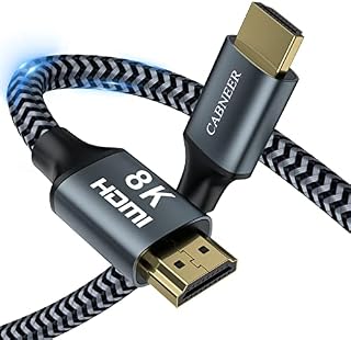 CABNEER 8K HDMI 2.1 Cable 1m, HDMI Cable Ultra High Speed 48Gbps 8K@60Hz 4K@120Hz 2.2/2.3 eARC HDCP Dolby HDR - Compatible with HDTV, Laptop, Xbox, PS5 Switch, etc.