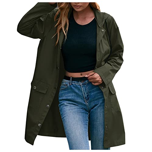 Genérico Poncho Impermeable Mujer - Chubasquero largo femenino impermeable ligero con capucha ajustable elástica y cordón en cintura incluye bolsillos laterales para mujer