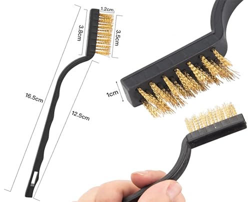 Image of 18 Pcs Mini Stainless Steel Wire Brush Set for Cleaning Welding Slag Rust, Wire Bristle Scratch Brush Set, Curved Handle Brushes(3 Styles: Brushes of Stainless Steel /Nylon /Brass Bristles