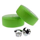 KINGOU Green Carbon Fiber PU Leather Road Bike Handlebar Tape Bicycle Wrap Tapes with Bar Plugs -...