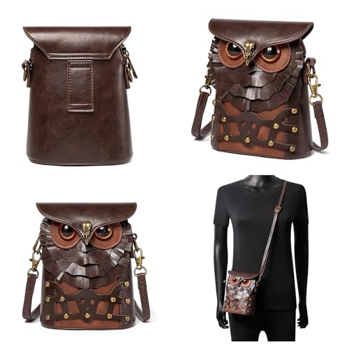 Womens Cartoon Owl Shoulder Bag Girls PU Leather Crossbody Bag Cute Coin Purse Medieval Messenger Bag for Daily Travel2