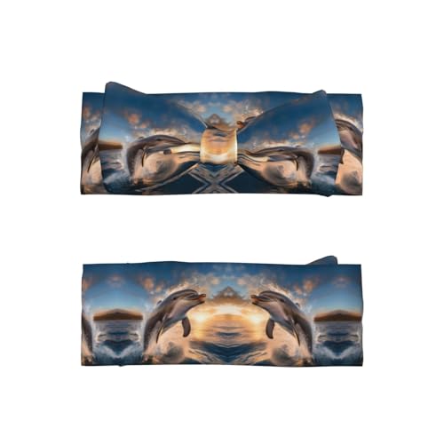 Jumping Dolphin Picture Baby Bow Headband - Super Stretchy Soft Bows Hair Accessories for Newborn Infant Toddlers Kids Girls - Elastic and Skin-Friendly2