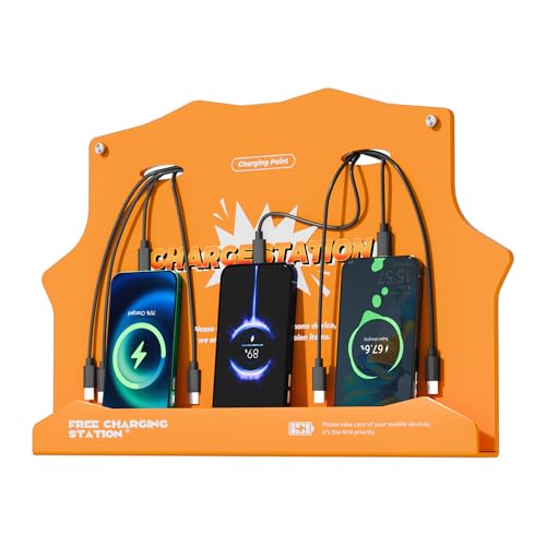 Wall Mounted Cell Phone Charging Station with 8-Port High-Speed Cables &ndash; Universal Dock for Apple...