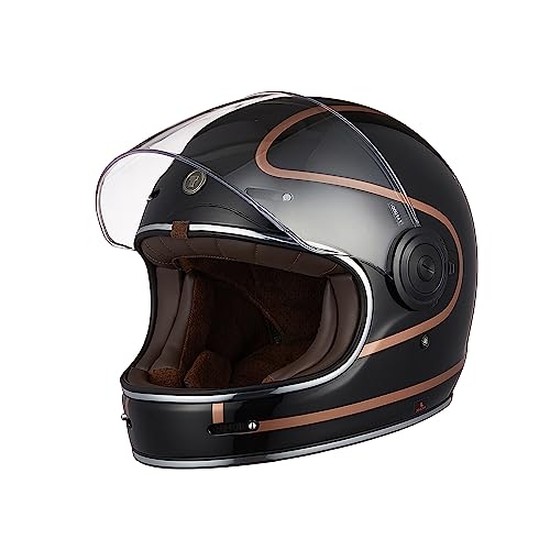 TORC Casco moto integrale Casco vintage in fibra di vetro stile retrò con visiera ECE22-06