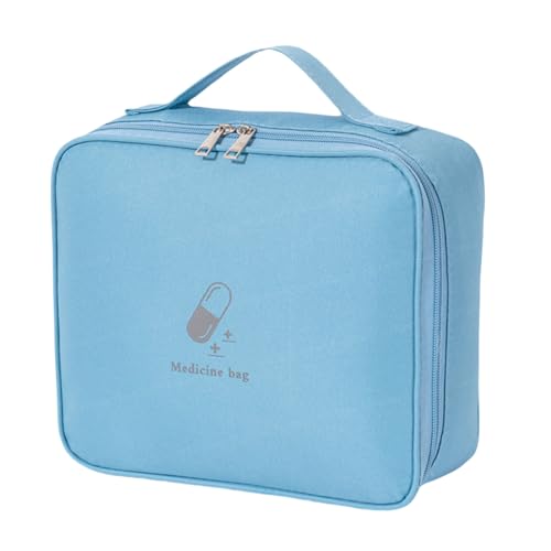 Image of FunBlast Travel First Aid Bag - Medical Portable Medicine Storage Bag, Waterproof Pill Organizer with Mesh Pocket, Zippered Medicines Bag for School, Travel, Camping (Blue)