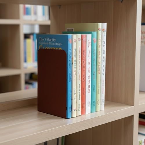 Image of oddpod Classic Metal Bookends for Office Decor /Book Shelf /Living Room /Home Decor 3038 8 inch- Brown